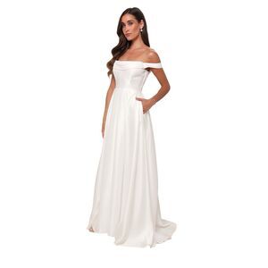 Lulus Extraordinary Vow Dress Women's M White Maxi Wedding Pockets NWT